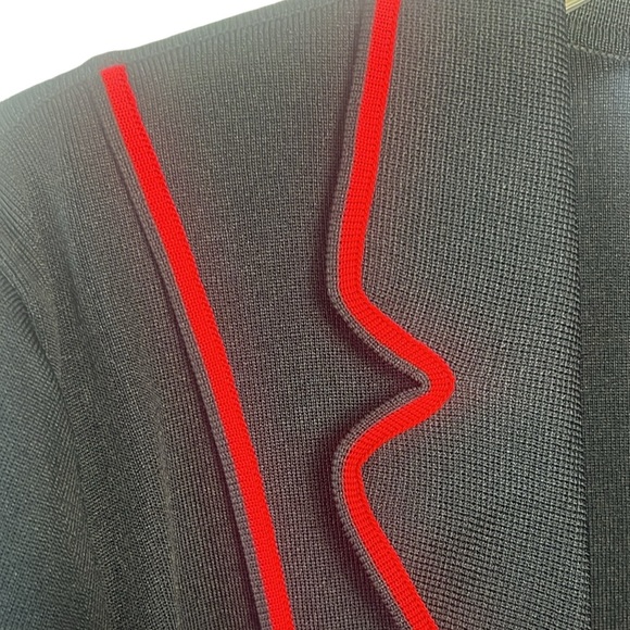 Ming Wang Black and Red Open Front Long Sleeve Knit Cardigan Size Large - Picture 2 of 12